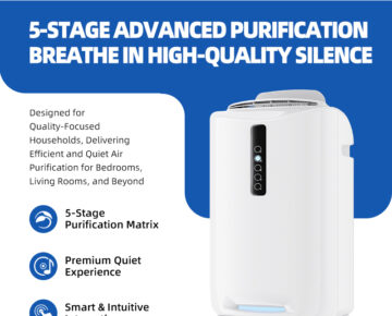 High Quality Portable 320 M3 CADR Bedroom Air Purifier Sleep Mode ABS Material HEPA Filter Bacteria Removal ROHS Certificate